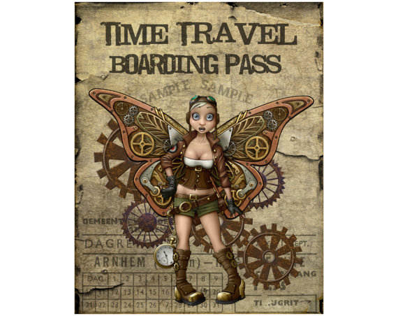 Printable Steampunk Time Travel Boarding Pass Tags