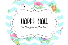 2inch-round-chevron-flamingo-happy-mail-sticker