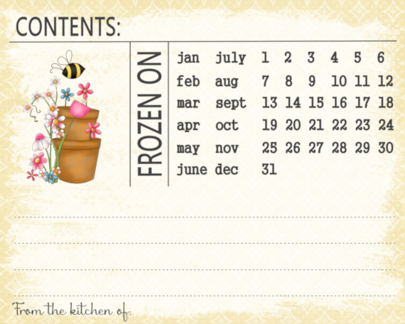 Printable Freezer Labels