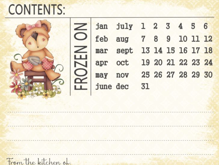 garden bear freezer labels