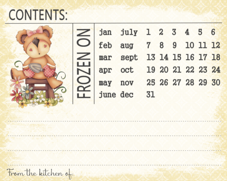 garden bear freezer labels