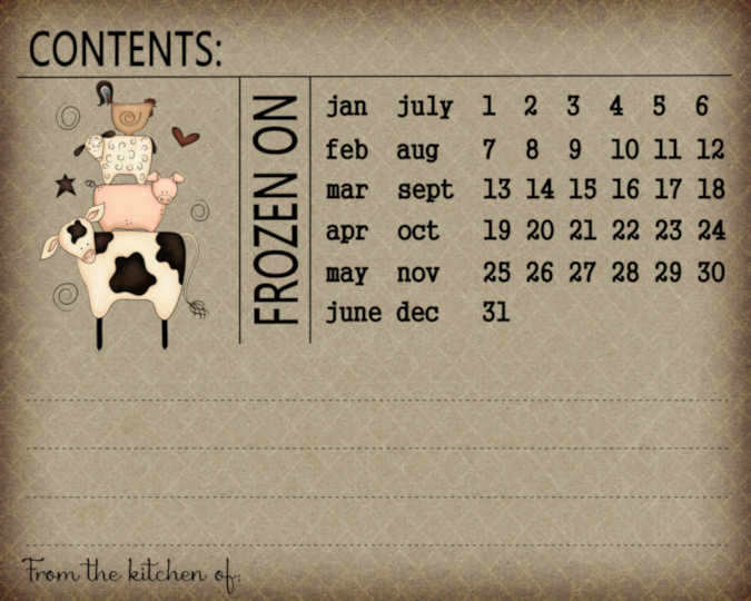 primitive farm animals freezer labels printable