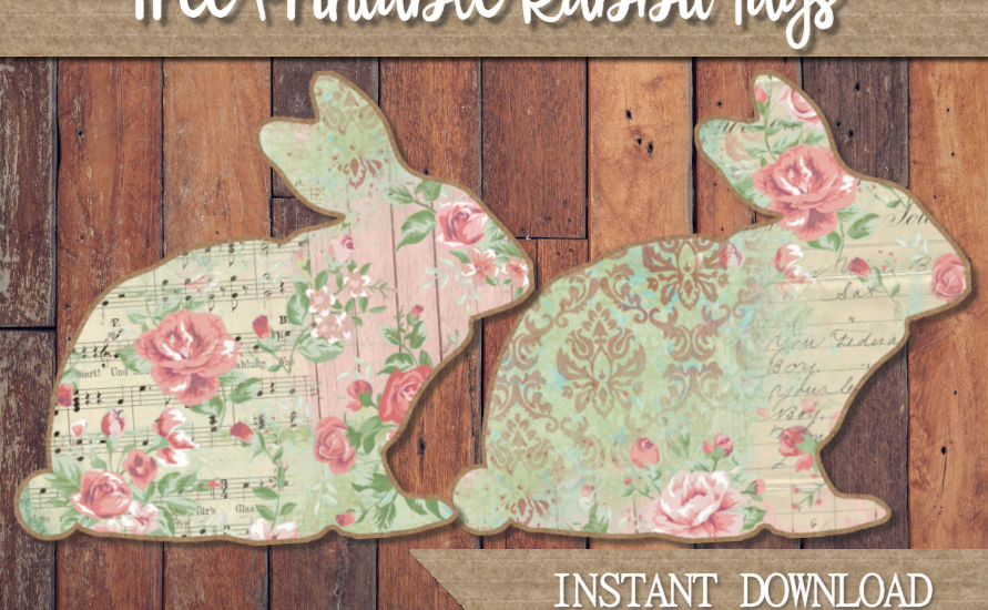 Cottage chic easter rabbit tags