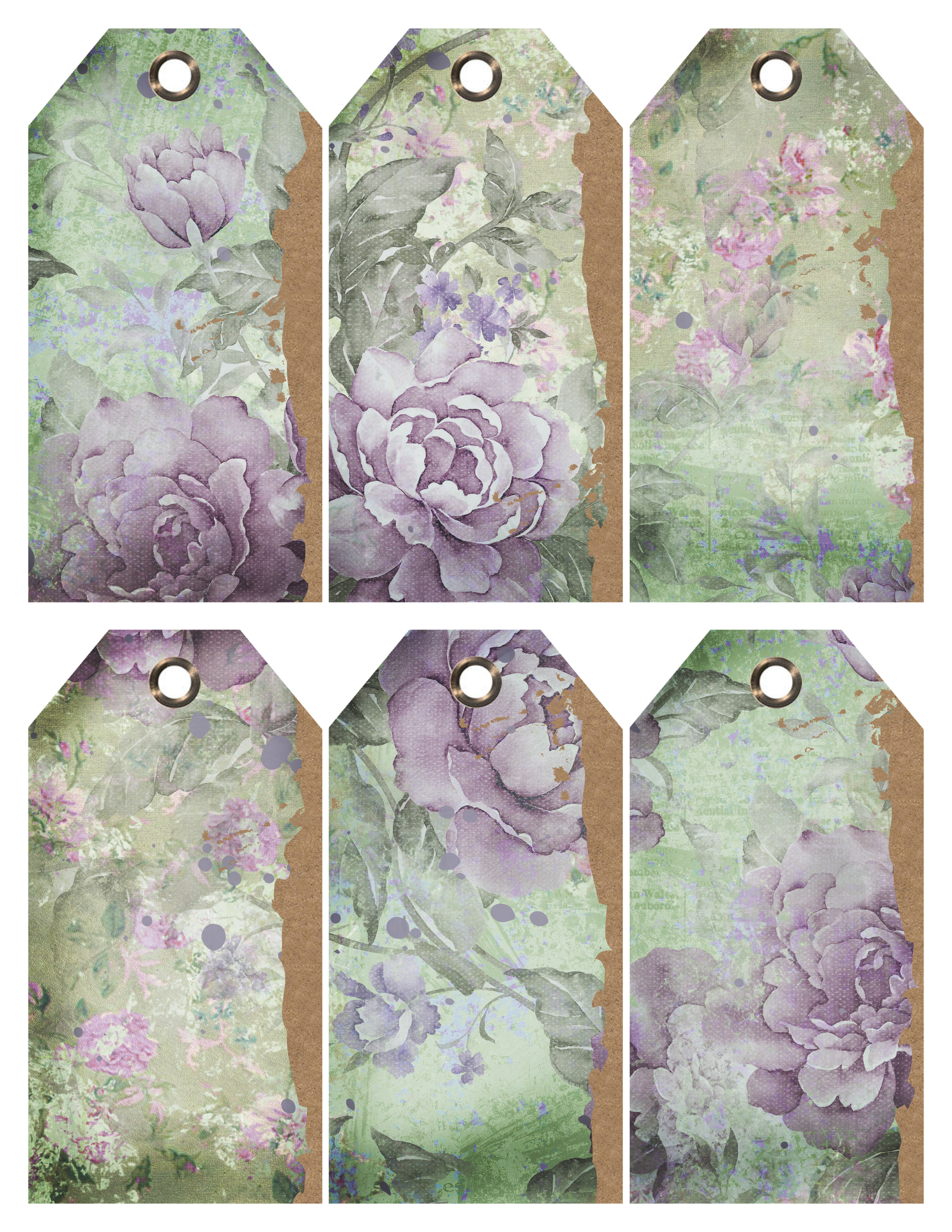 Vintage purple roses torn tags