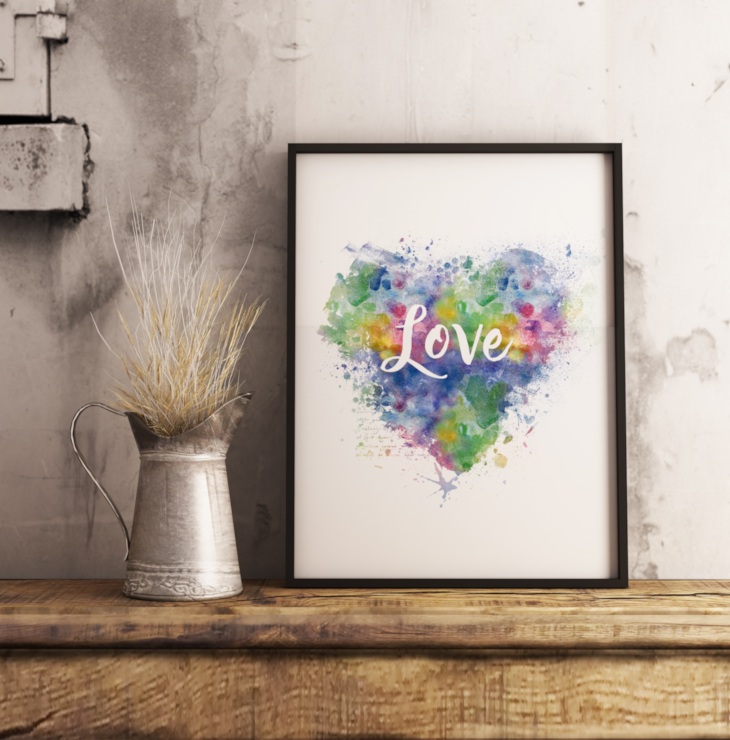 Watercolor Love Wall Art Free Printable