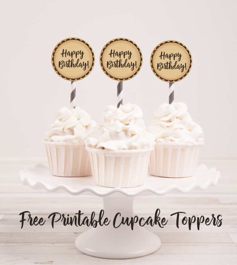 Happy Birthday Word Art Cupcake Toppers