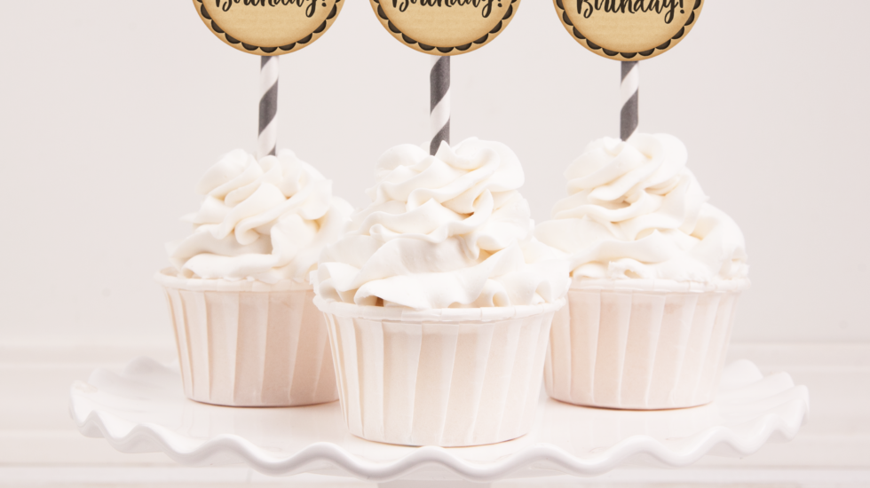 Happy Birthday Word Art Cupcake Toppers