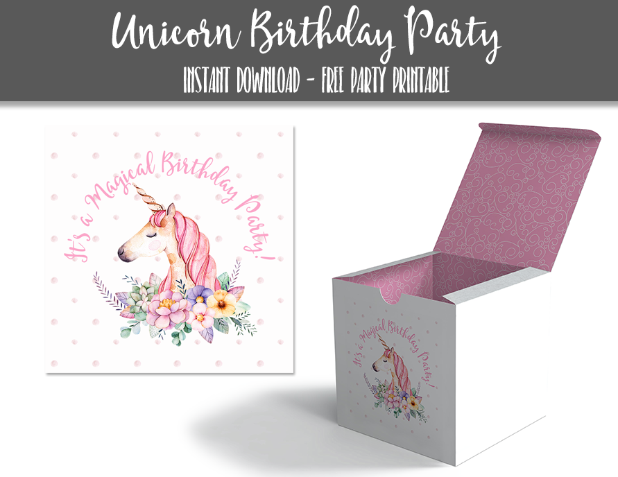 Unicorn Birthday Party 3 inch Cupcake Box Stickers