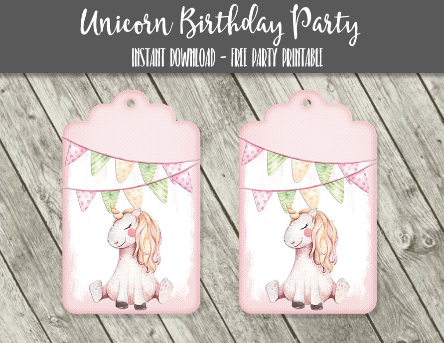 Unicorn Birthday Party Tags