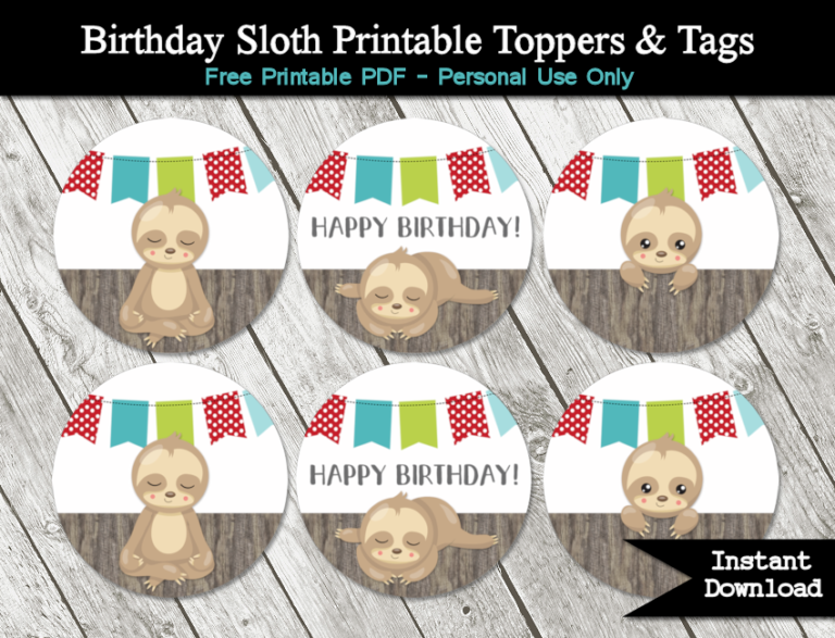 sloth birthday party free download