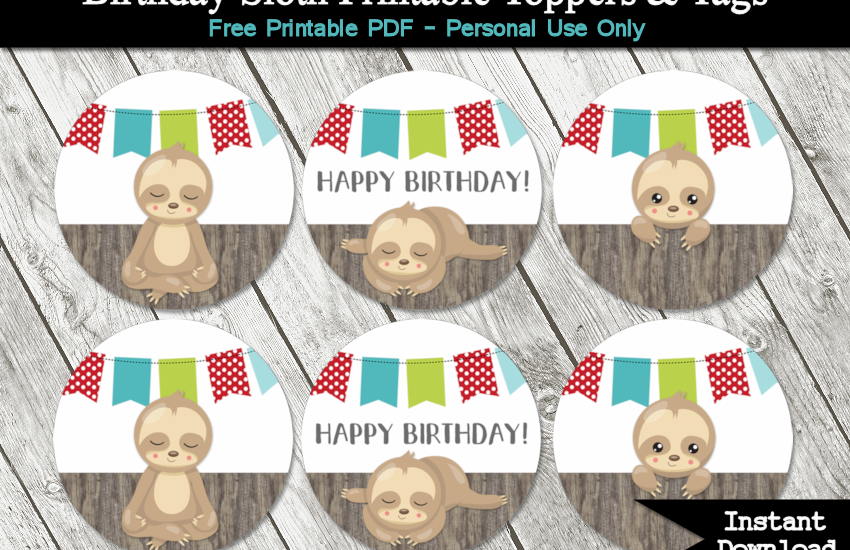 sloth birthday party free download