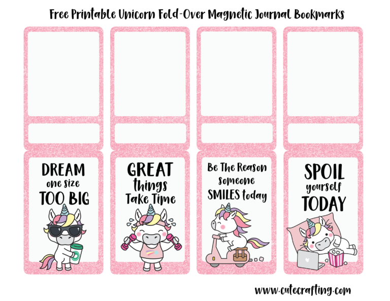 Free Kawaii Unicorn Printable Magnetic Bookmarks