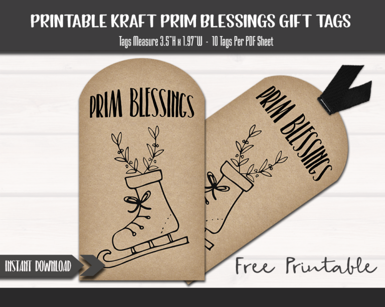 Prim Blessings Holiday Kraft Gift Tags