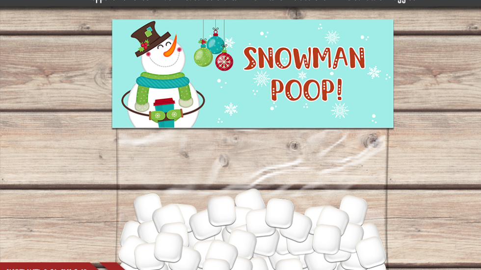 Snowman Poop Treat Topper Free Downlad