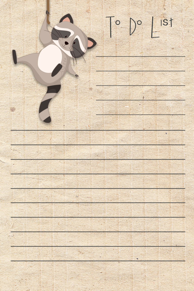 Printable Raccoon To Do List