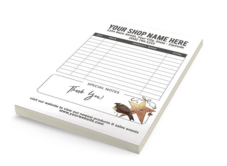 free printable custom customer receipt pads