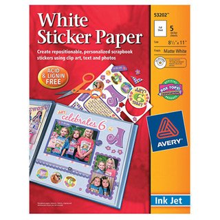 Avery White Sticker Paper