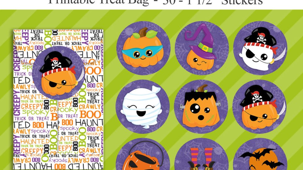 free kawaii halloween stickers