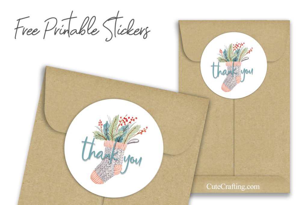 Watercolor Christmas Stocking Thank You Stickers