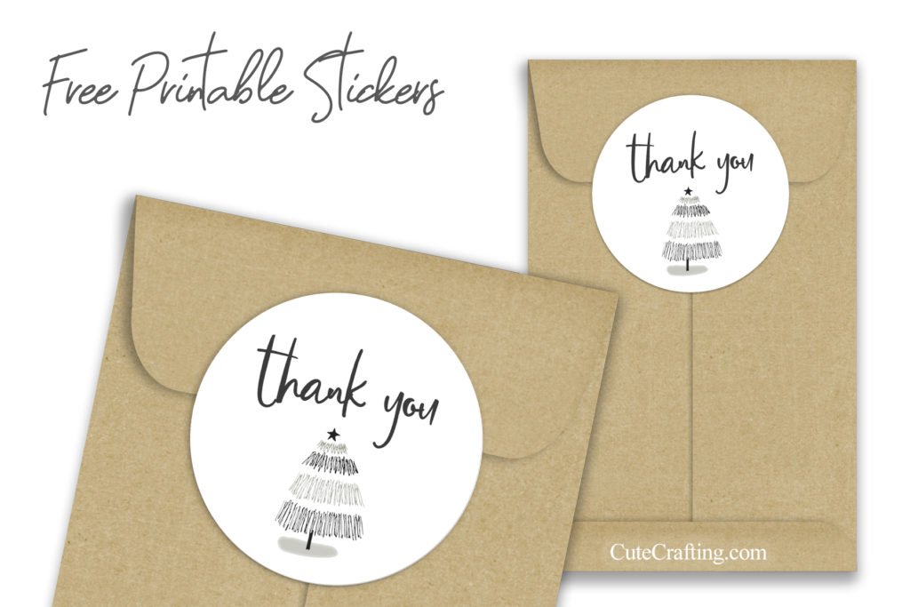Minimalist Christmas Tree Thank You Sticker