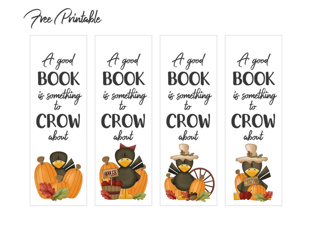 Autumn Crow Printable Bookmarks