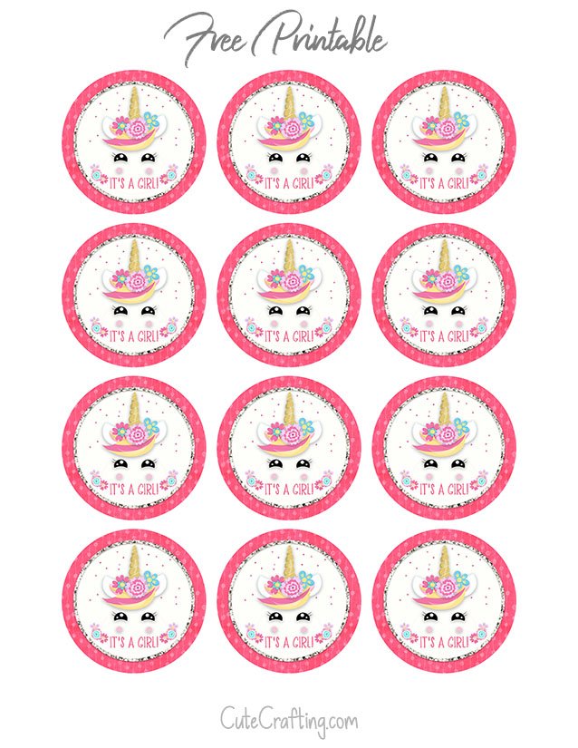 unicorn faces baby shower cupcake toppers