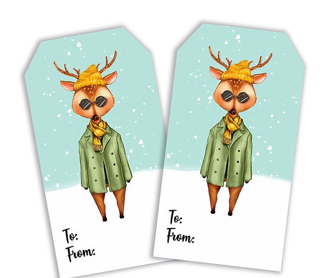 Big City Fashion Hipster Deer Printable Tag