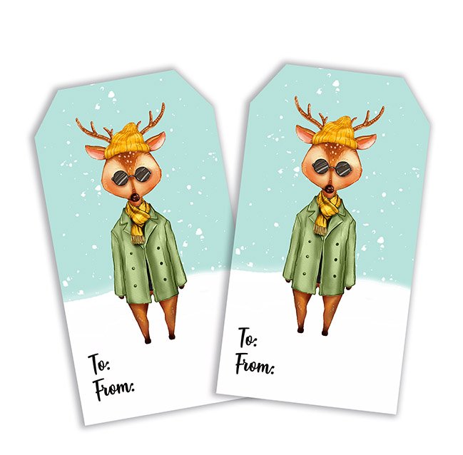 Big City Fashion Hipster Deer Printable Tag