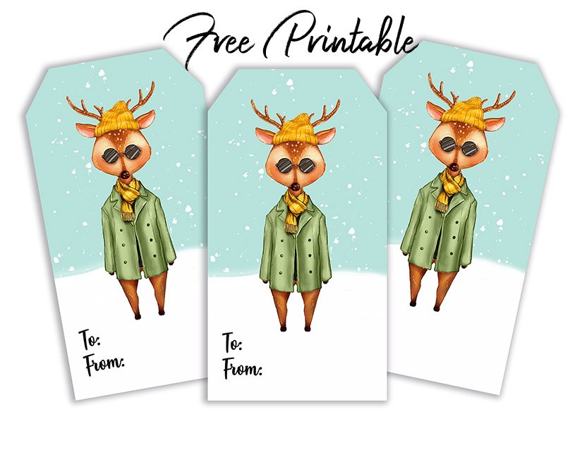 Christmas Fashion Deer Printable Gift Tags