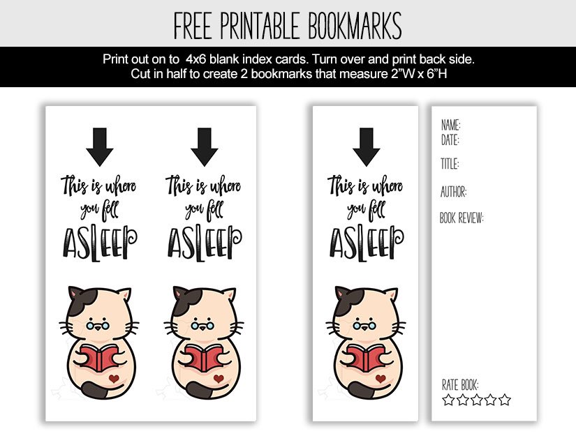 Book Review Cute Cat Printable Bookmark
