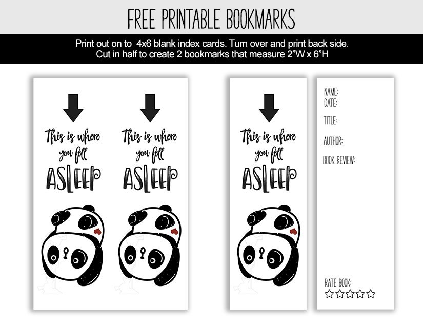 Book Review Cute Panda Printable Bookmark