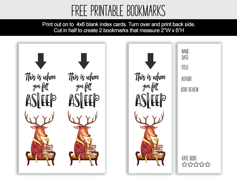 Book Review Printable Deer Bookmark