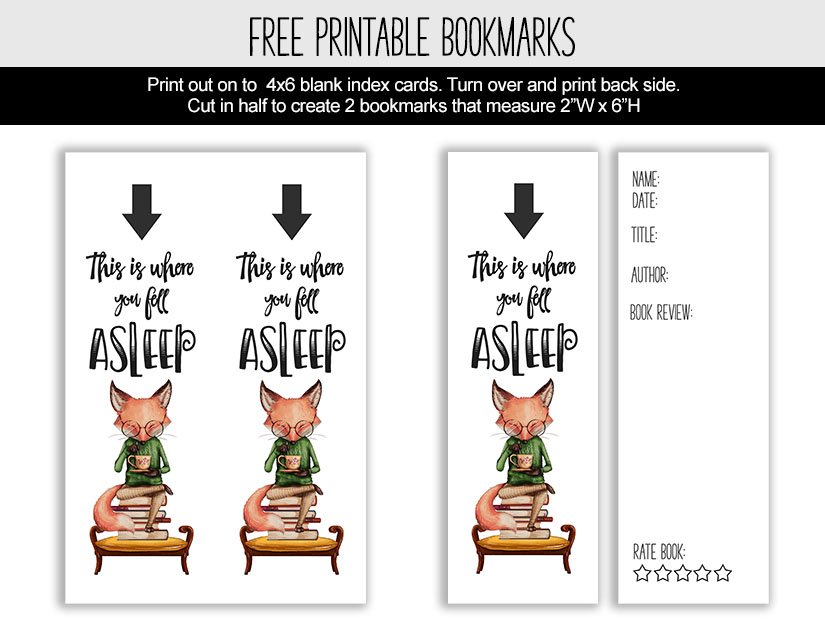 Book Review Printable Fox Bookmark