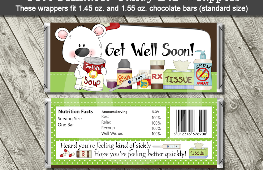 get well candy bar wrapper free printable download