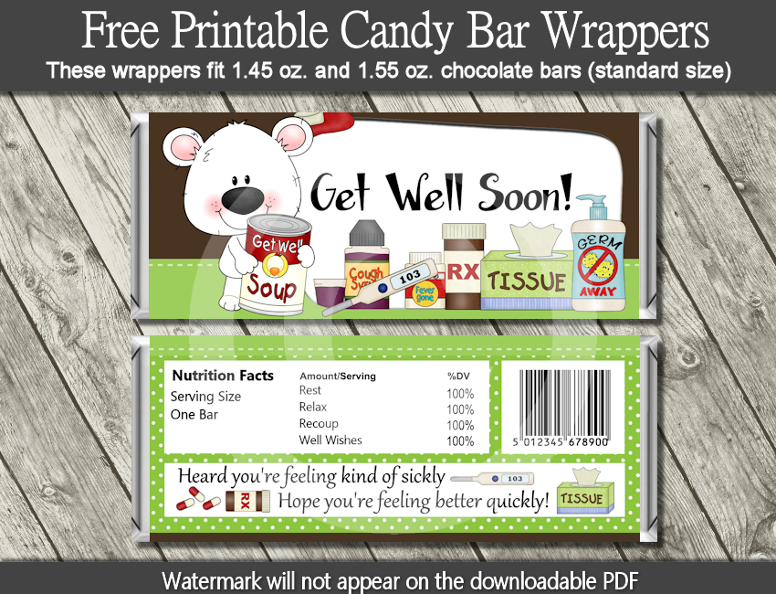 get well candy bar wrapper free printable download