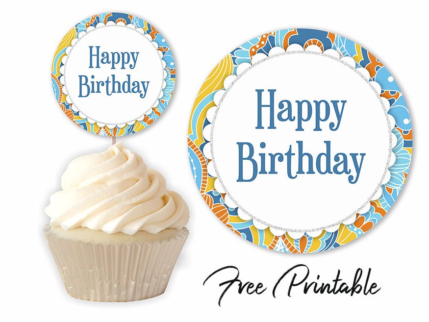 Retro Birthday Party Printable Cupcake Topper