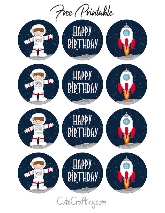 Outer Space Party Printable Cupcake Toppers