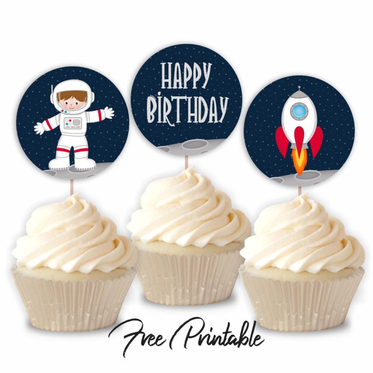 Outer Space Printable Astronaut Cupcake Toppers