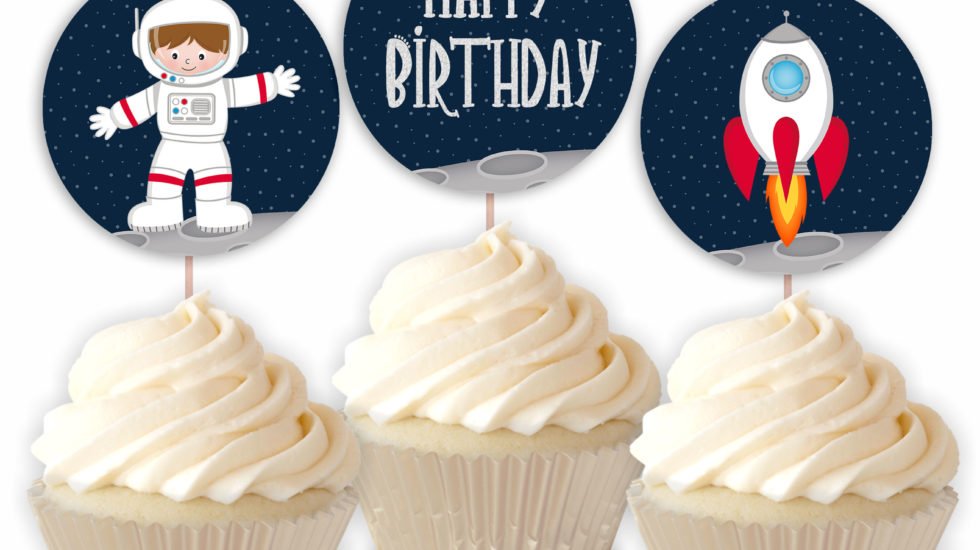 Outer Space Printable Astronaut Cupcake Toppers