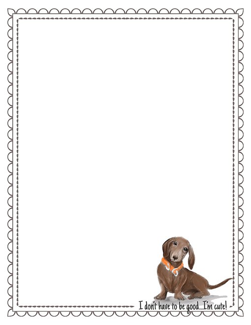 dachshund printable paper stationery 