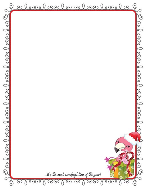 flamingo christmas printable paper stationery