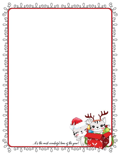 Christmas Kittens Printable Paper Stationery