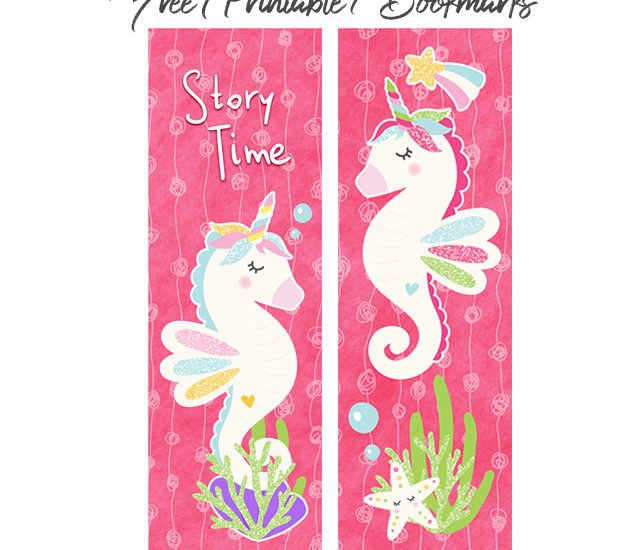 Bookmarks for kids girls seahorse unicorns
