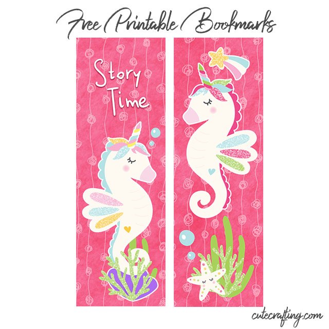 Bookmarks for kids girls seahorse unicorns