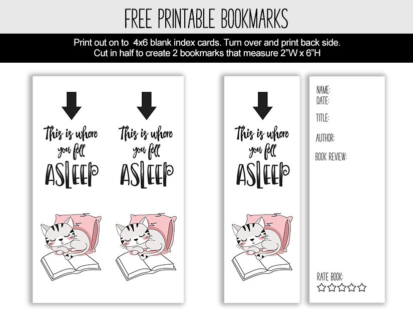 Sleeping Kitten Book Review Printable Bookmarks