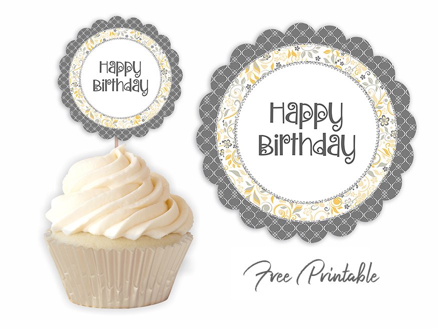yellow grey birthday printable