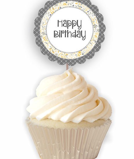 Yellow Grey Birthday Printable
