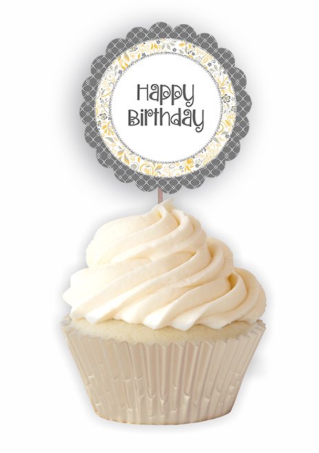 Yellow Grey Birthday Printable