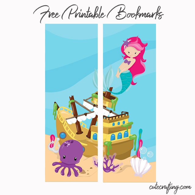 mermaid printable kids bookmark