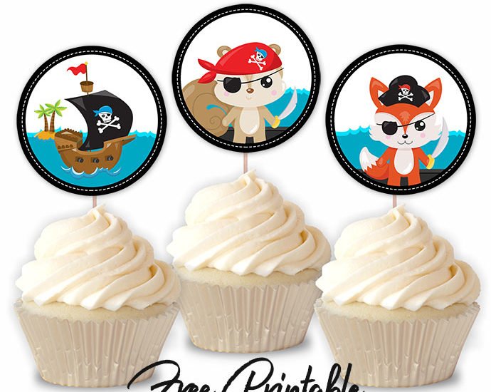 Pirate Birthday Party Toddlers Printable Cupcake Toppers